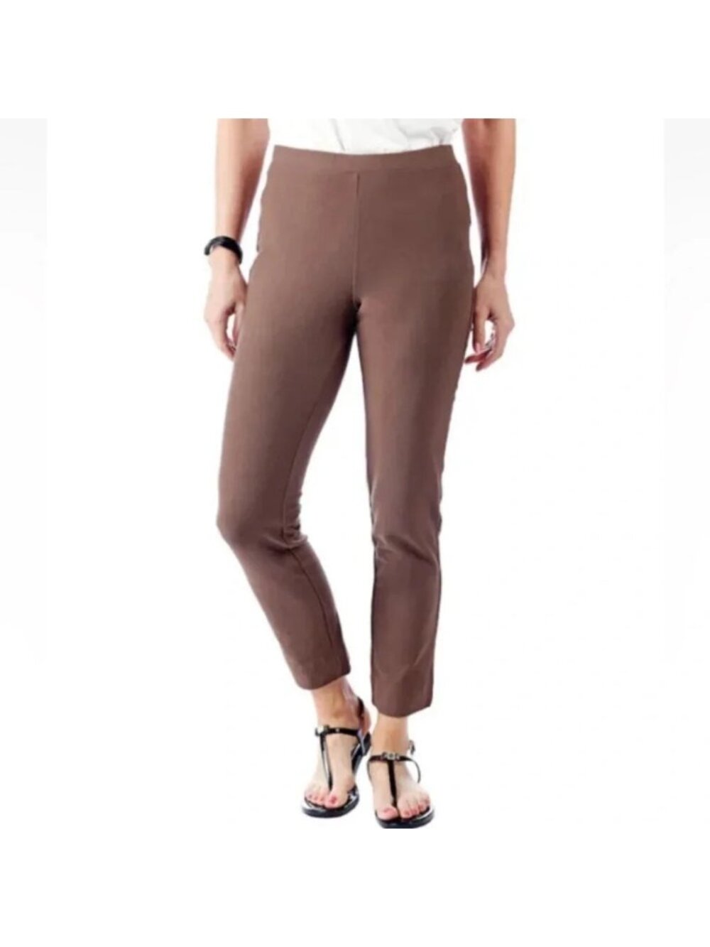 NEW MarlaWynne WynneLayers Coco Brown Knit Crepe Stretch Pants - XS